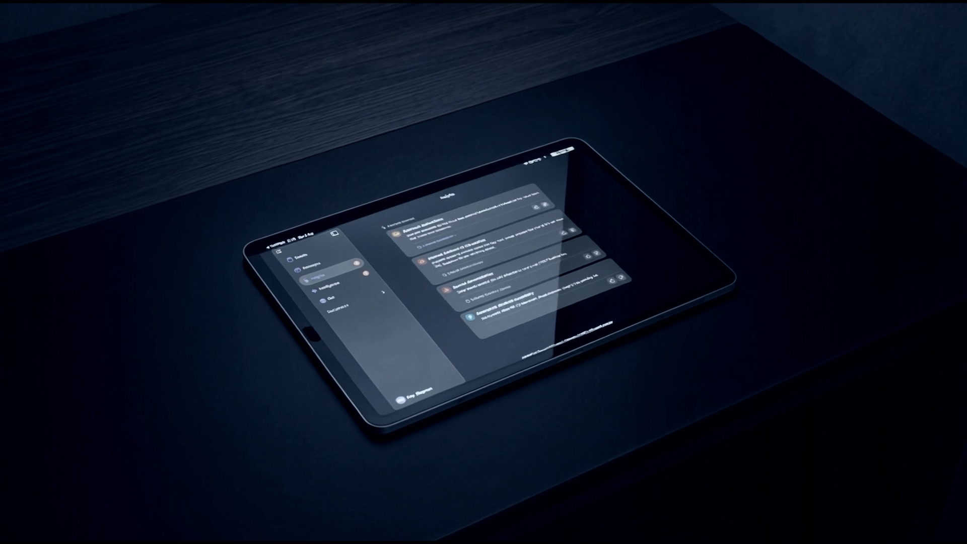 An iPad on a dark desk showing live operational insights in the LIVEOP platform